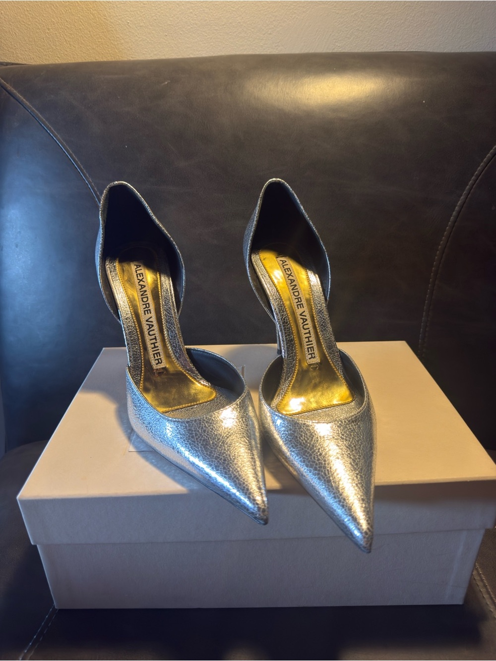 Alexandre Vauthier Raquel 105 Metallic Leather Stiletto Pumps 39.5